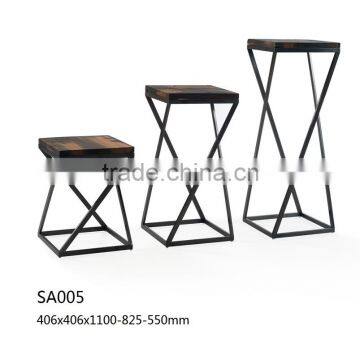 Country Style Brushed Stainless Steel Vintage Wood Flower Pot Stand Pictures