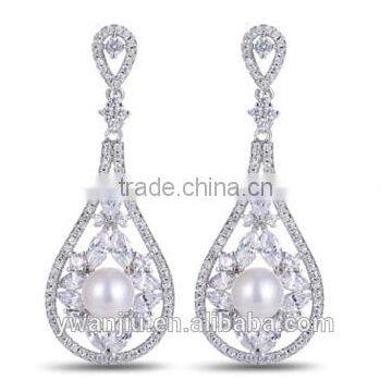 Wholesale Stock Small Order Fashion Women Long Style Pearl&Zircon Earrings