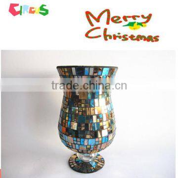 Home Decor Fancy Thin Neck Unique Stained Mirrored Mosaic Flower Arrangement Glass Vases