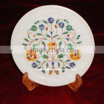 Marble Inlaid Home Decorative Plate Handcrafted