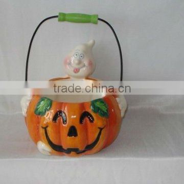 hand painted halloween pumpkin basket for decoration