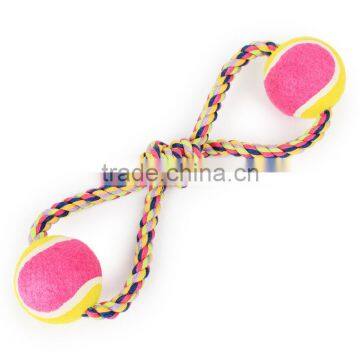 Pet Color Strands of Cotton Rope With Double Ball Eight Large Dog Figure 8 With Double Tennis Wholesale photo-3