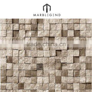 Splitted Face Finished Chinese Grey Wooden Grain Marble Mosaic Tiles