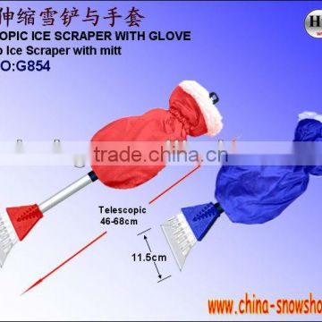 G854 TELESCOPIC ICE SCRAPER WITH GLOVE Soft GRIP Ice Scraper