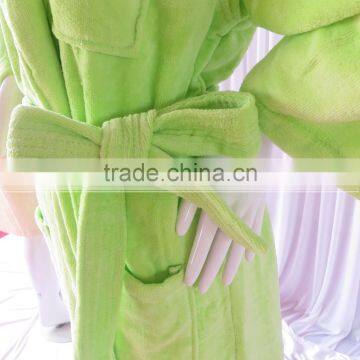 Warm Winter Bathrobe Lime Coral Flannel Thick Long Spa Robe Women's Pajamas photo-3
