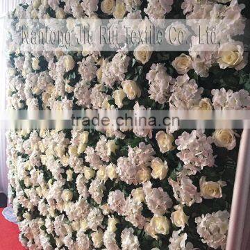 New Design Charming Cream White Flower Green Leaves Flower Wall Backdrop Decorative Flowers photo-4