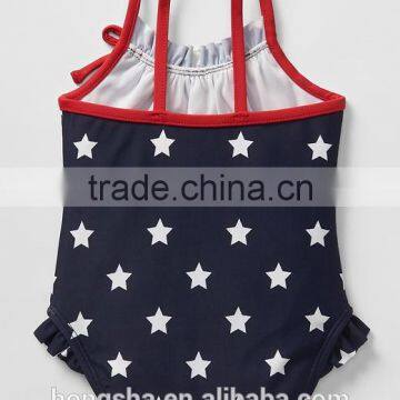 Baby Starry Ruffle-trim Grils Flutter One-piece Swimsuit & Kids Swimwear 2016 HSS5041 photo-2
