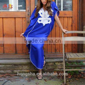 Winter Trends-Blue with White Moroccan Caftan Kaftan -Beach Cover Ups HSD7825