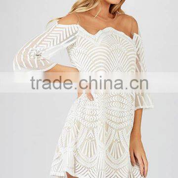 Mesh Fabric Embroidery Summer Dress Latest Design Beach Dresses photo-3
