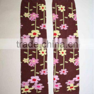 Custom knitted flower design leg warmer baby knitted legging