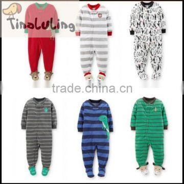 High Quality animal jumpsuit pajama 100% cotton boys footies pajamas TinaLuLing