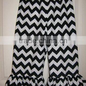 High Quality Wholesale Kids Casual Pants Lovely Chevron Ruffle Leggings Cotton Baby Girls Cotton Trousers photo-3