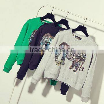 fashion design cotton long sleeve hoody have cool printing for women