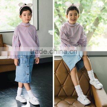 S17594A 2017 New Autumn Children's Cotton Blouses Kids Striped Tops photo-4