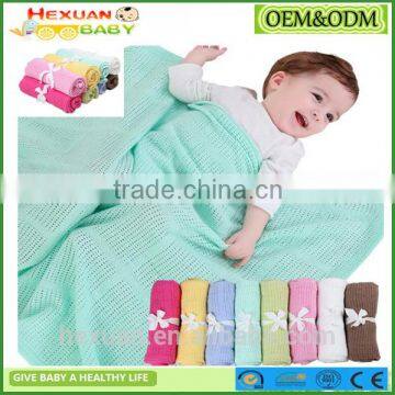 10 colors OEM or stocked 100% cotton baby blankets