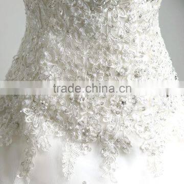 2016 Pearls Beaded Long Sleeve Lace Ball Gown Wedding Dresses photo-5