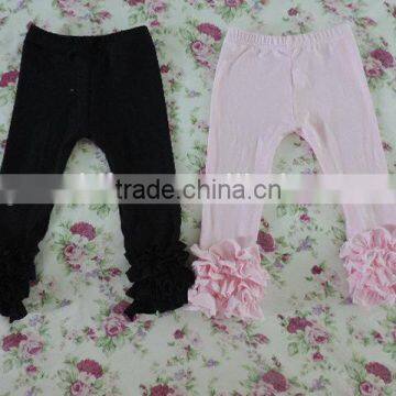 2017 Seasons Hot Sale Children's Girl Knit Cotton Icing Ruffle Pants Boutique Kids Children Clothing Children's Icing Capris