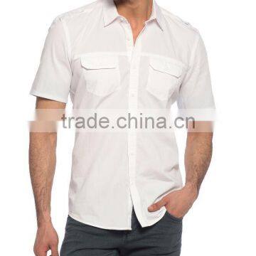 White Solid Super skinny Short Sleeve Buttonless Men Shirt