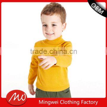 Hot sale best price kids fashion yellow high collar long sleeve pullover toddler boys sweaters for wholesale