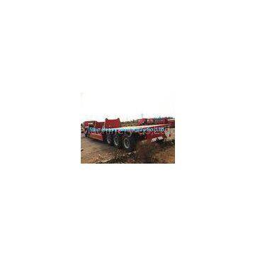 3 Axles Manual Semi Trailer Trucks Low Bed , Two Single Cargo Truck