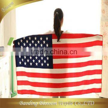 hebei gaoyang factory manufacturer microfiber reactive printed super soft USA flag beach towel 70*140cm