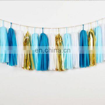 Blue Series Tissue Paper Tassels Wedding Party Decorations DIY Garland