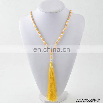 Colorful Knoted Wooden Beaded Tassel Necklaces photo-2