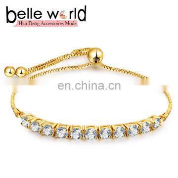 Fashion Adjustable bracelet with extended chain golden silver rhinestone bracelet wholesale