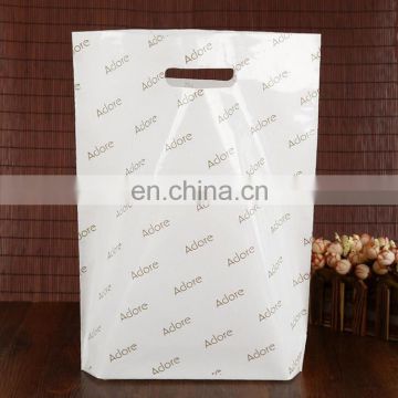 Factory Cheap Price flat bottom white PE plastic bag with die cut hang hole with logo printing