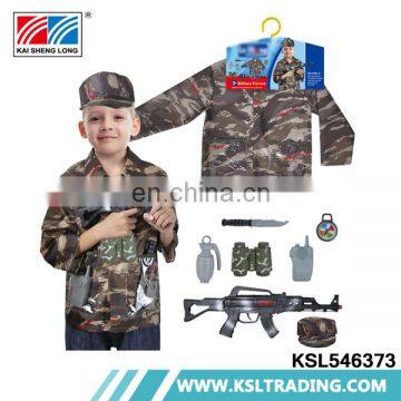 Long sleeve military costume children clothes with gun