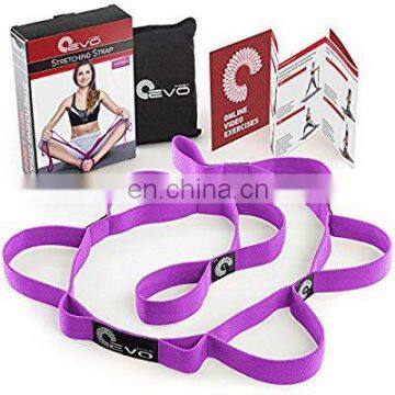 10-Loop Yoga Stretch Strap Fitness Pilates Belt Physical Therapy Ballet Stretch
