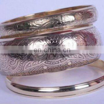 Beautifully Engraved Floral Brass Bangles