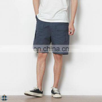 T-MS007 Navy Blue Cotton Elastic Waist Men Cargo Shorts