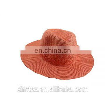 2017 women fedora foldable straw hat with logo