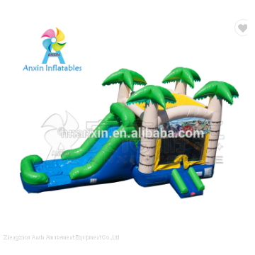 Cheap Price Tropical Type Kids Playground Giant Inflatable Bouncer Castle House With Slide For Children Sale photo-3