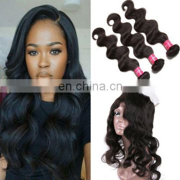 8A virgin hair body wave hair 100% natural original brazilian human hair bundle with frontal