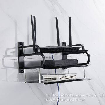 Black Medium Three-layer Aluminum STB Rack Router Wall Mounted Telephone TV STB Rack photo-3