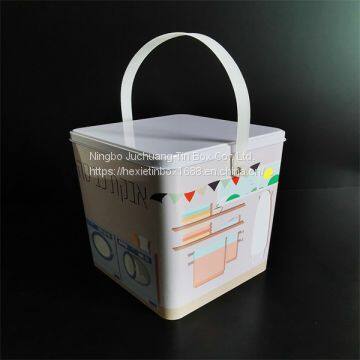 152 x 152 x 213 Christmas Tin Buckets Handle Laundry Bucket Pail Of Tin Customized Color