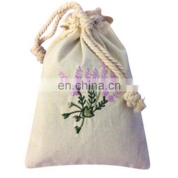 Lavender Sachet in an Embroidered Muslin Bag Wedding or Shower Favors