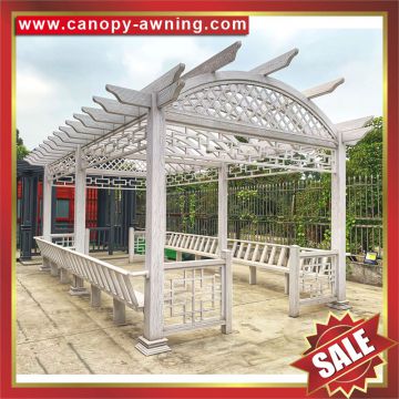 outdoor garden sunshade wood look style aluminium alu aluminum metal park garden gazebo grape trellis Pergola vine grids shelf