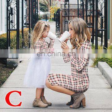 Mother Daughter Dresses Matching Outfits Moms And Girls Clothes Long Sleeve Plaid Family Dress (this Link for Kids) photo-4