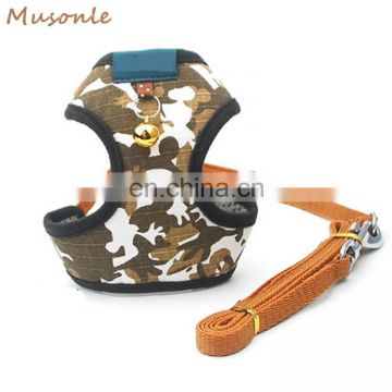 Soft comfort camouflage camo dog harness with leash