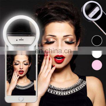 Rechargeable Dimmable Ring Light Clip Beauty Female Selfie Led Light Anillo de Luz Para Selfies for Mobile Phone