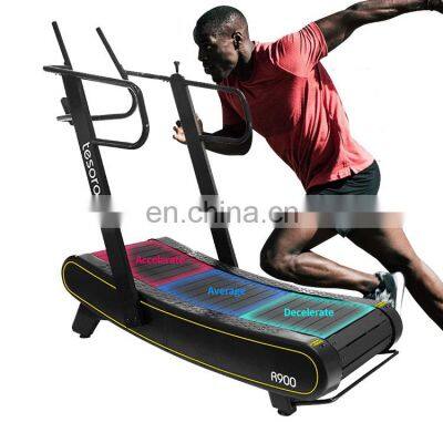 Steel frame handrail self-powered manual treadmill running machine woodway curved treadmill