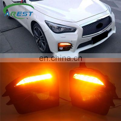 2PCS Car Front LED Daytime Running Light DRL Signal Light Lamp For Infiniti Q50 Sport Model 2014-2019 261354GA1A 261304GA0A