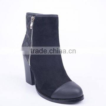 Pu and Suede Upper Sexy Lady Superfly no Lace Work Zipper up High Heel Ankle Boots photo-2