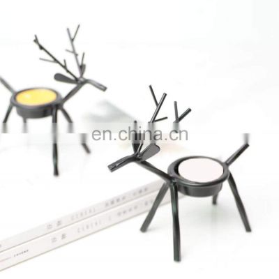 Gold and black deer shape tealight candle holder for christmas day home decoration