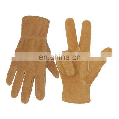 HANDLANDY Brown Genuine Cowhide Gardening Tools Gardening Gloves Work Driver Leather Gloves Kids Gloves Winter