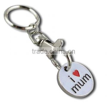 Promotional souvenir keychain making suppliers metal keychain/shopping cart coin keychain