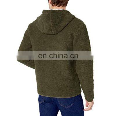 Wholesales Custom Outdoor 1/4 Zip Sweatshirt Cozy Sherpa Hoodies Top for Men photo-4